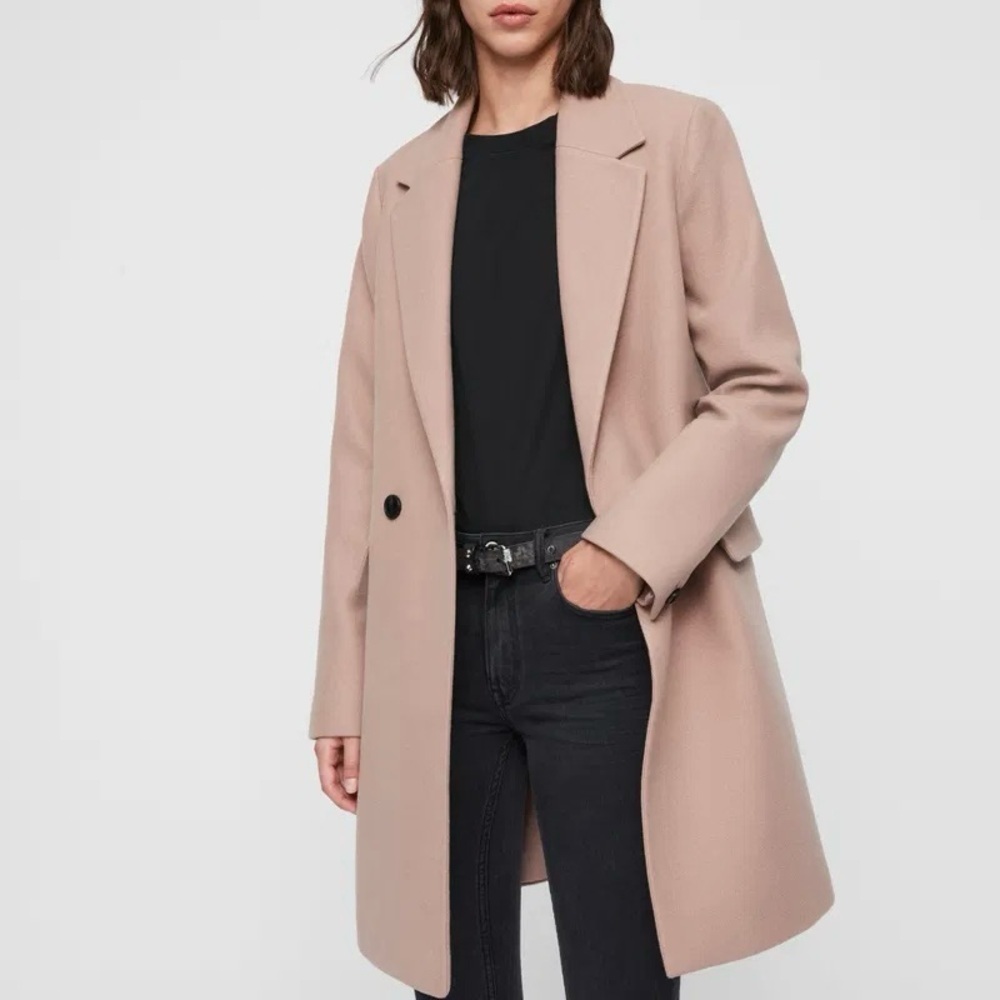 AllSaints Dree Teco Double Breasted Tanโ Long Coat US 4โโโโโโโโโโโ